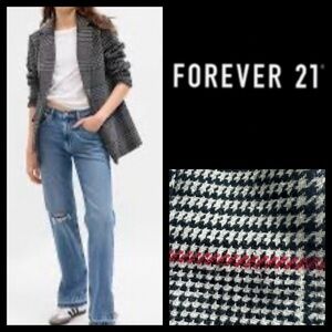 NWOT F21 Plaid Boyfriend Fit Wool Blend Blazer